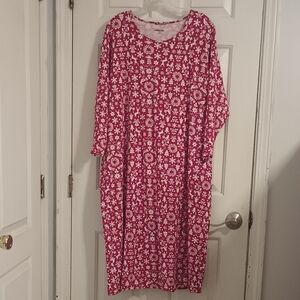 Lands' End Pink and Cream Patterned Blouse